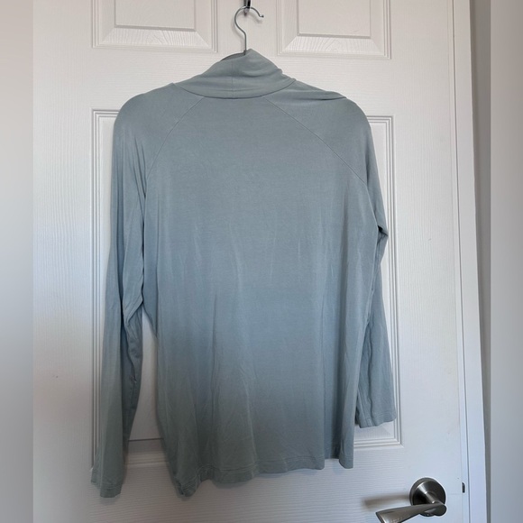 Athleta long sleeve soft cold shoulder solid turtleneck top on grey. Size M - Picture 6 of 8